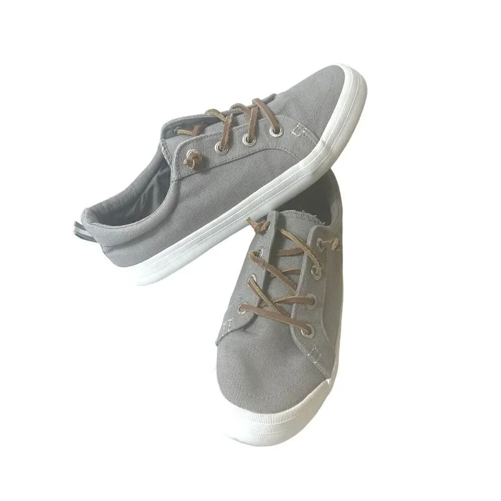 Tommy Bahama Womens Sz 10 Gray Canvas Slip On Low Top Casual Comfort Skate Shoes